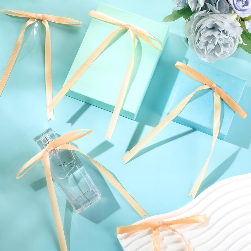Riceshoot Store Gold 50 Pcs Stain Ribbon Bows 5x7 Inch Twist Tie Bows for Gift Wrapping Cake Treat Bags Craft DIY Gift Wedding Baby Shower Birthday Party Decorations - Image 3